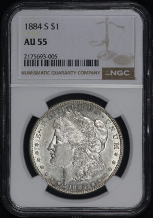 Obverse of this 1884-S Morgan Dollar NGC AU-55