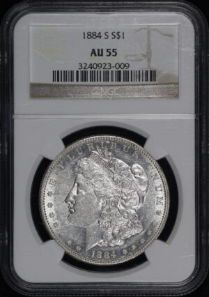 Obverse of this 1884-S Morgan Dollar NGC AU-55
