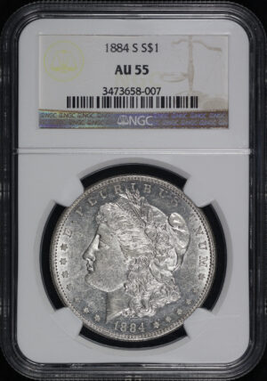Obverse of this 1884-S Morgan Dollar NGC AU-55