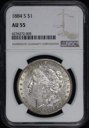 Obverse of this 1884-S Morgan Dollar NGC AU-55