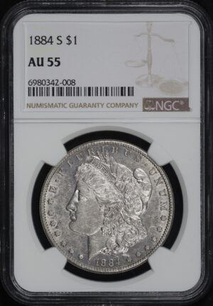 Obverse of this 1884-S Morgan Dollar NGC AU-55