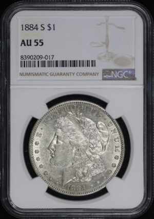 Obverse of this 1884-S Morgan Dollar NGC AU-55