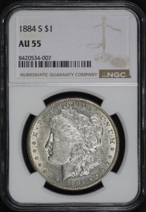 Obverse of this 1884-S Morgan Dollar NGC AU-55