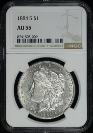 Obverse of this 1884-S Morgan Dollar NGC AU-55