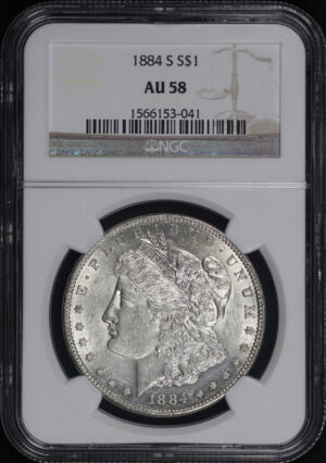 Obverse of this 1884-S Morgan Dollar NGC AU-58