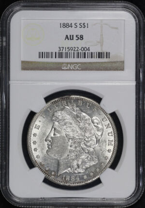 Obverse of this 1884-S Morgan Dollar NGC AU-58