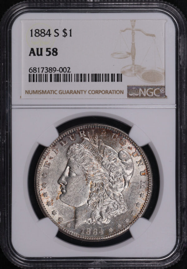 Obverse of this 1884-S Morgan Dollar NGC AU-58
