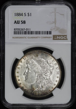 Obverse of this 1884-S Morgan Dollar NGC AU-58
