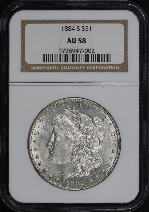 Obverse of this 1884-S Morgan Dollar NGC AU-58