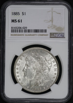 Obverse of this 1885 Morgan Dollar NGC MS-61