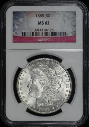 Obverse of this 1885 Morgan Dollar NGC MS-62