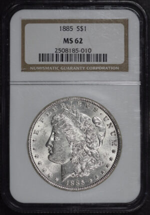 Obverse of this 1885 Morgan Dollar NGC MS-62