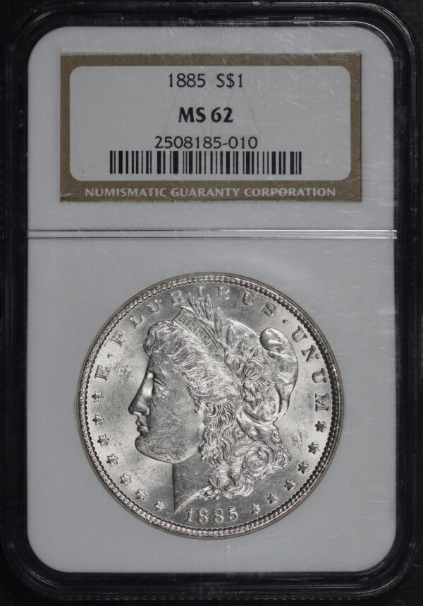 Obverse of this 1885 Morgan Dollar NGC MS-62