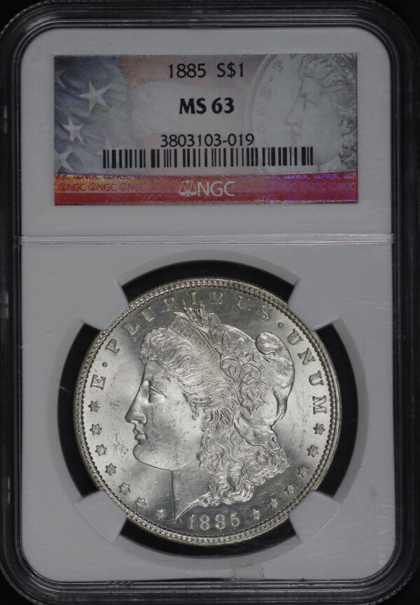 Obverse of this 1885 Morgan Dollar NGC MS-63