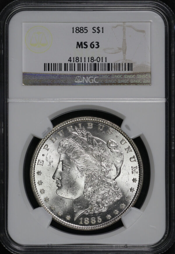 Obverse of this 1885 Morgan Dollar NGC MS-63