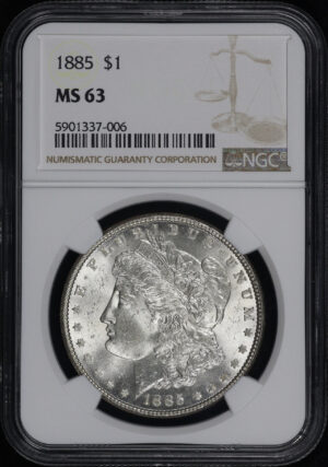 Obverse of this 1885 Morgan Dollar NGC MS-63