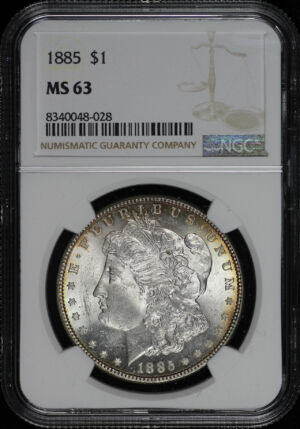 Obverse of this 1885 Morgan Dollar NGC MS-63