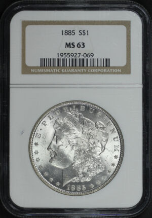 Obverse of this 1885 Morgan Dollar NGC MS-63
