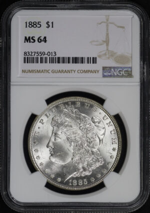 Obverse of this 1885 Morgan Dollar NGC MS-64