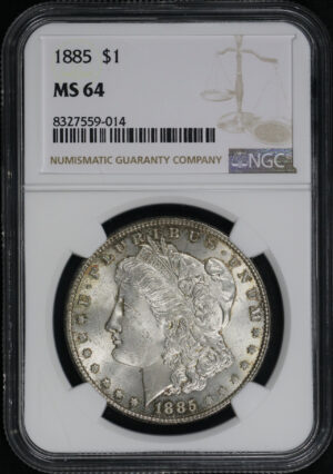 Obverse of this 1885 Morgan Dollar NGC MS-64