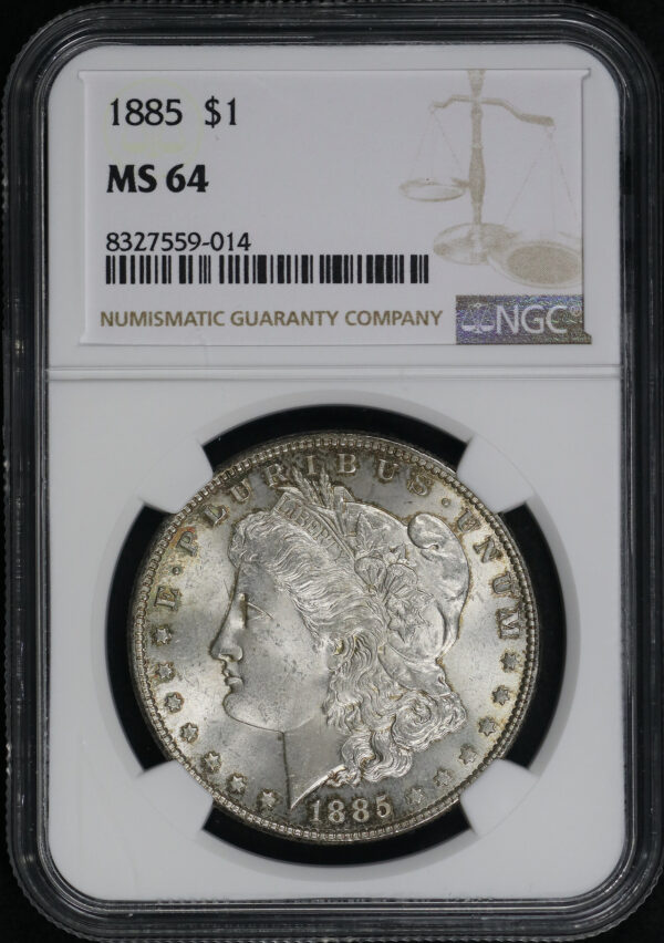 Obverse of this 1885 Morgan Dollar NGC MS-64