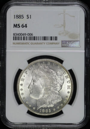 Obverse of this 1885 Morgan Dollar NGC MS-64