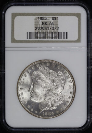 Obverse of this 1885 Morgan Dollar NGC MS-64