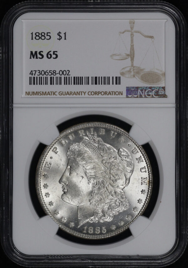 Obverse of this 1885 Morgan Dollar NGC MS-65