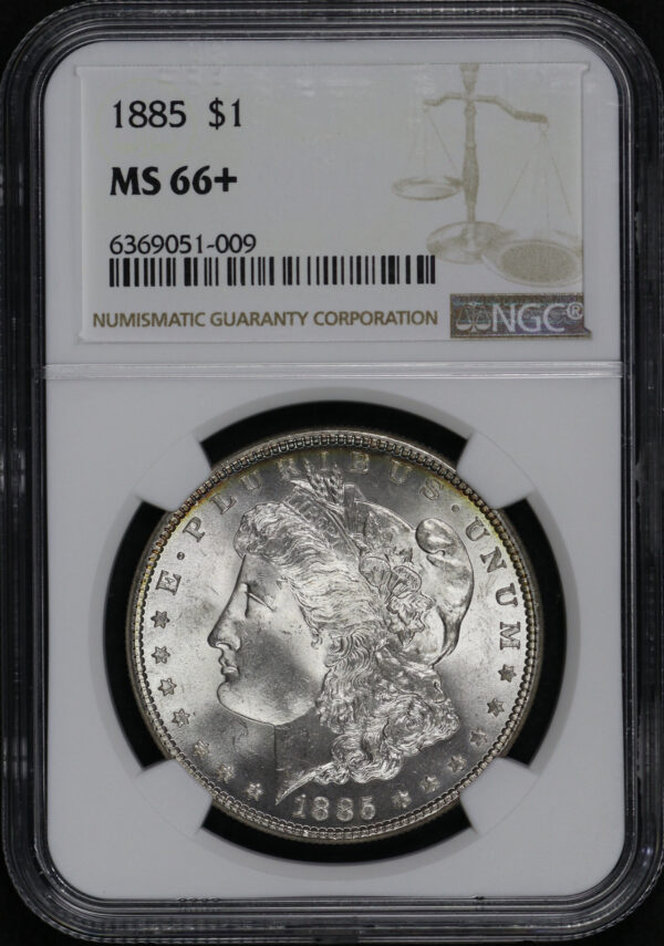 Obverse of this 1885 Morgan Dollar NGC MS-66+