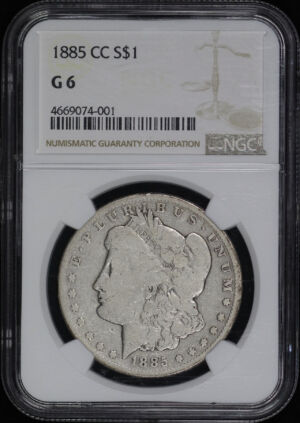 Obverse of this 1885-CC Morgan Dollar NGC G-6