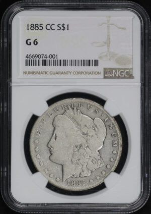 Obverse of this 1885-CC Morgan Dollar NGC G-6