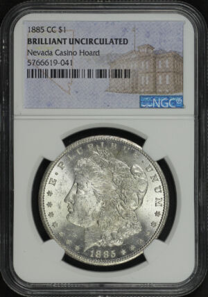 Obverse of this 1885-CC Morgan Dollar NGC UNC Nevada Casino Hoard