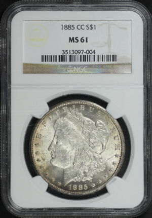 Obverse of this 1885-CC Morgan Dollar NGC MS-61