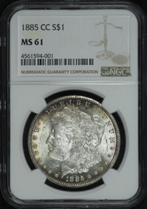 Obverse of this 1885-CC Morgan Dollar NGC MS-61