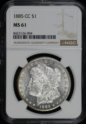 Obverse of this 1885-CC Morgan Dollar NGC MS-61