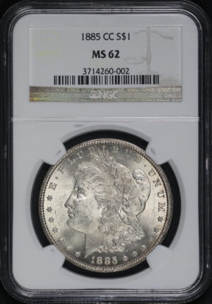Obverse of this 1885-CC Morgan Dollar NGC MS-62