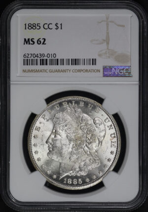 Obverse of this 1885-CC Morgan Dollar NGC MS-62