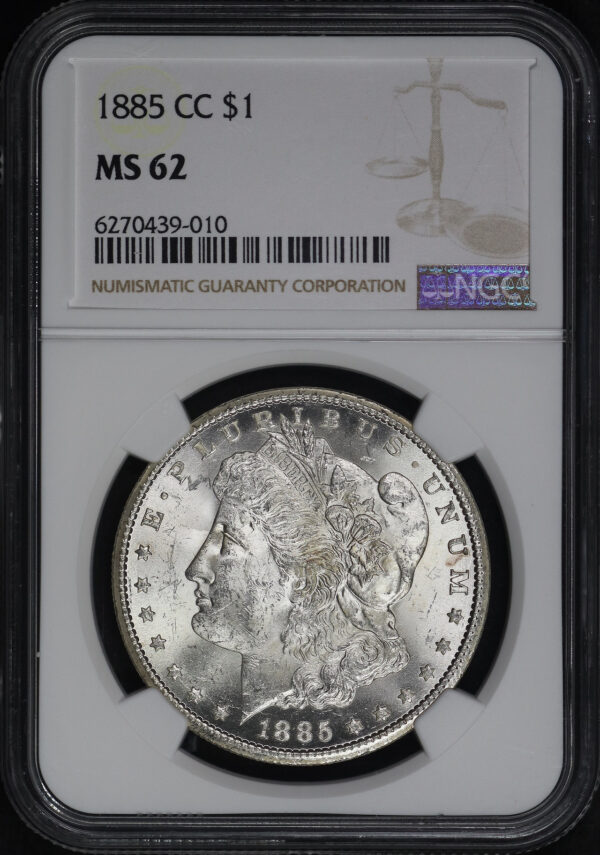 Obverse of this 1885-CC Morgan Dollar NGC MS-62