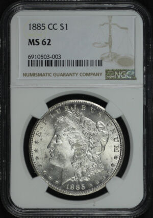 Obverse of this 1885-CC Morgan Dollar NGC MS-62