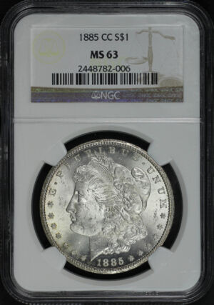 Obverse of this 1885-CC Morgan Dollar NGC MS-63