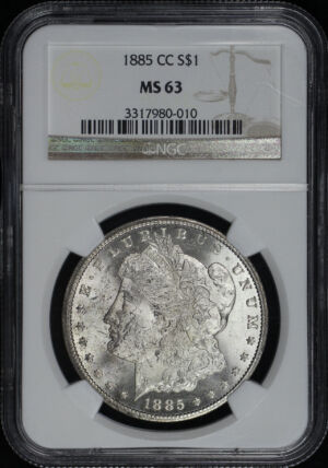 Obverse of this 1885-CC Morgan Dollar NGC MS-63