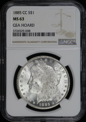 Obverse of this 1885-CC Morgan Dollar NGC MS-63 GSA Hoard