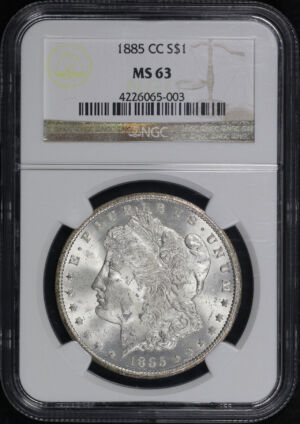 Obverse of this 1885-CC Morgan Dollar NGC MS-63