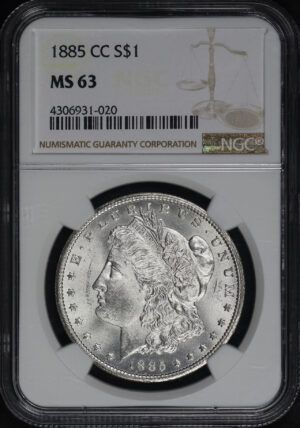 Obverse of this 1885-CC Morgan Dollar NGC MS-63