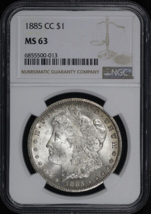 Obverse of this 1885-CC Morgan Dollar NGC MS-63