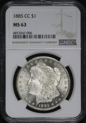 Obverse of this 1885-CC Morgan Dollar NGC MS-63