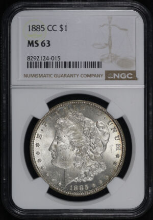Obverse of this 1885-CC Morgan Dollar NGC MS-63