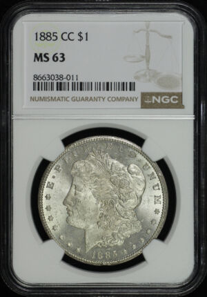 Obverse of this 1885-CC Morgan Dollar NGC MS-63