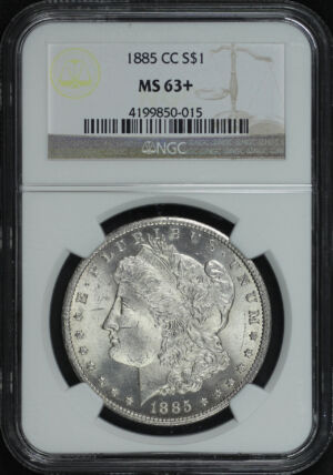 Obverse of this 1885-CC Morgan Dollar NGC MS-63+