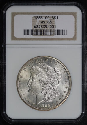 Obverse of this 1885-CC Morgan Dollar NGC MS-63